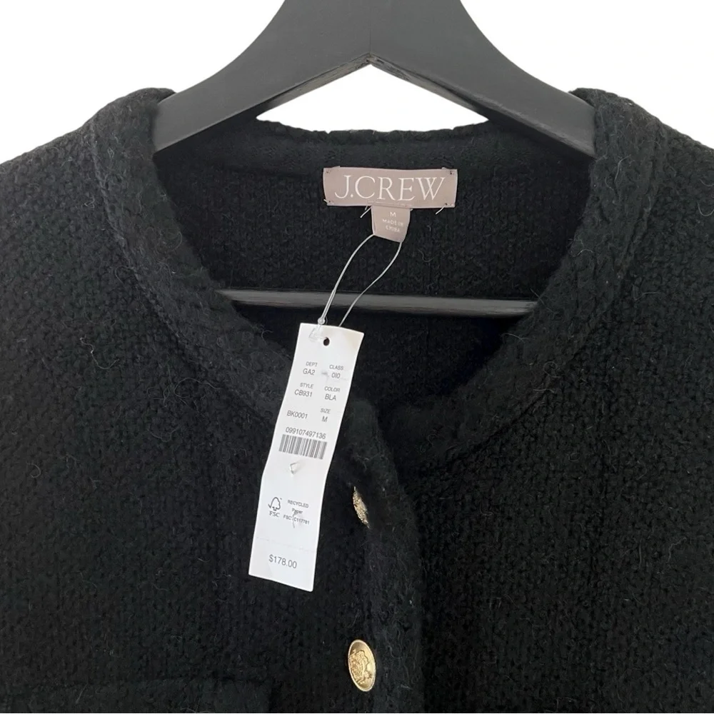 J. Crew Textured Sweater Lady Jacket Black Medium NWT Classic Old Money Cocktail